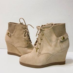 Michael Kors Carrigan Wedge Knit Cuff Ankle Boots